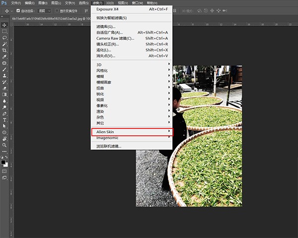图片2：Alien Skin Exposure X4作为插件在PS中的位置