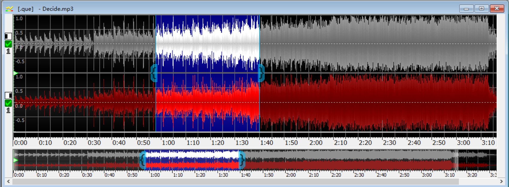 图片3：GoldWave删除一段音频前（上）后（下）对比图