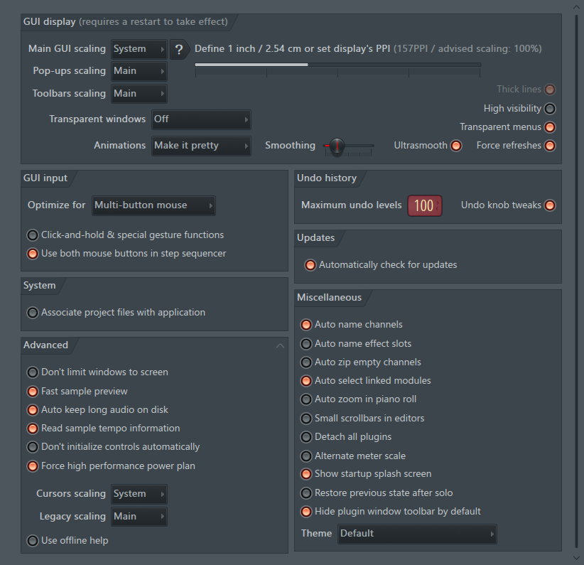常规设置主界面