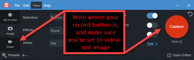 图2:选择Camtasia软件进行录制