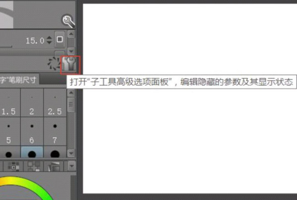 图2&nbsp;子工具高级选项面板