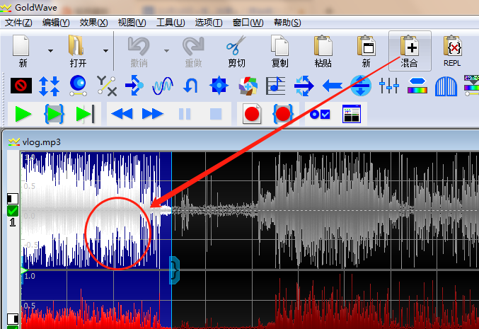 混合已添加效果的音频界面