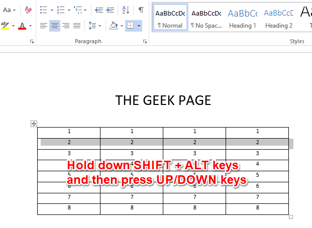 如何在 Microsoft Word 表格中移动行或列位置?
