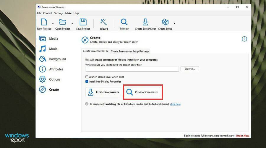如何在 Windows 上创建自定义的屏幕保护程序文件(.scr)?
