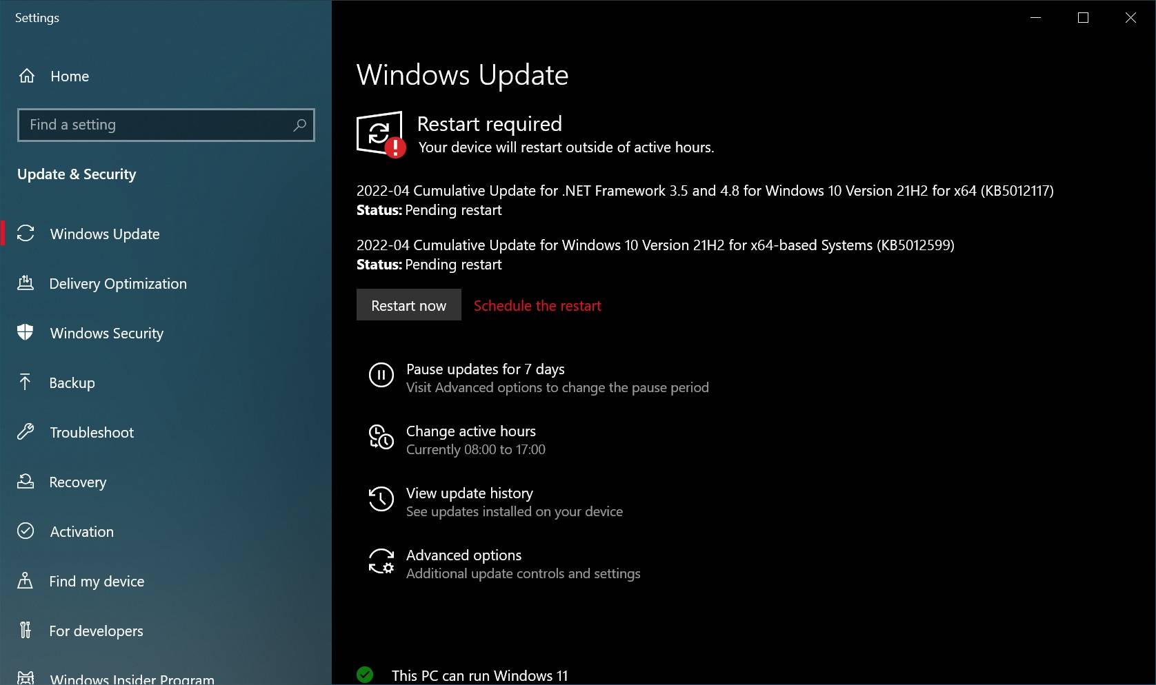Windows 10 KB5012599 (21H2, 21H1) 发布,具有新功能