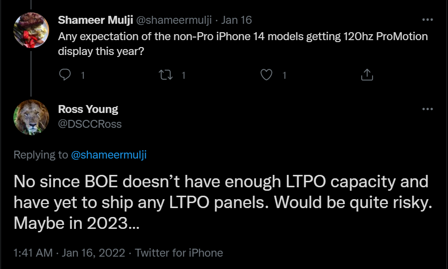 只有 iPhone 14 Pro 型号将支持 120 Hz ProMotion 显示屏