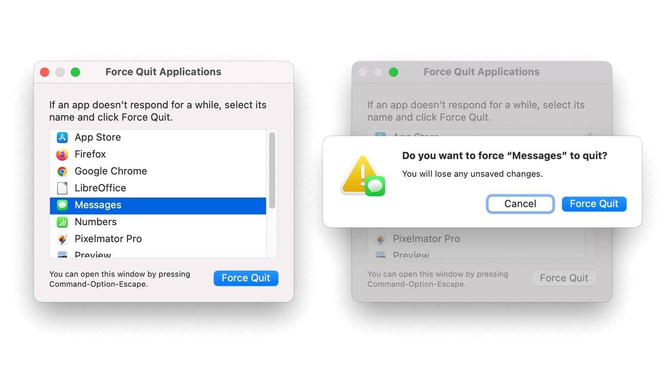 如何在 macOS 中强制退出应用程序？