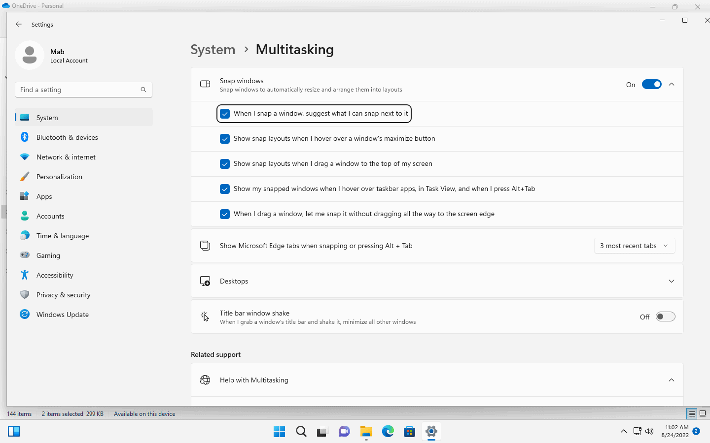 Windows 11 版本 22H2:改进的快照功能