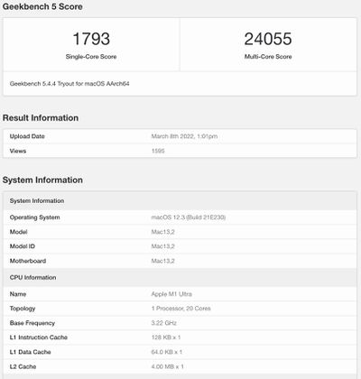 M1 Ultra 在首次泄露的基准测试中优于 28 核 Intel Mac Pro