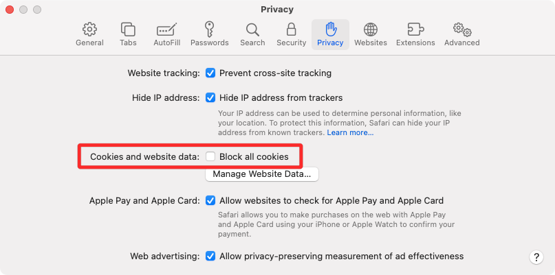 如何在 Mac 上的 Safari 浏览器中启用 Cookie?