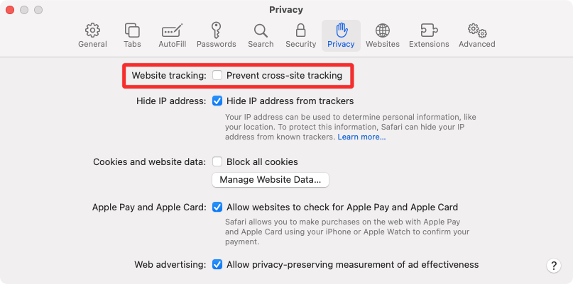 如何在 Mac 上的 Safari 浏览器中启用 Cookie?