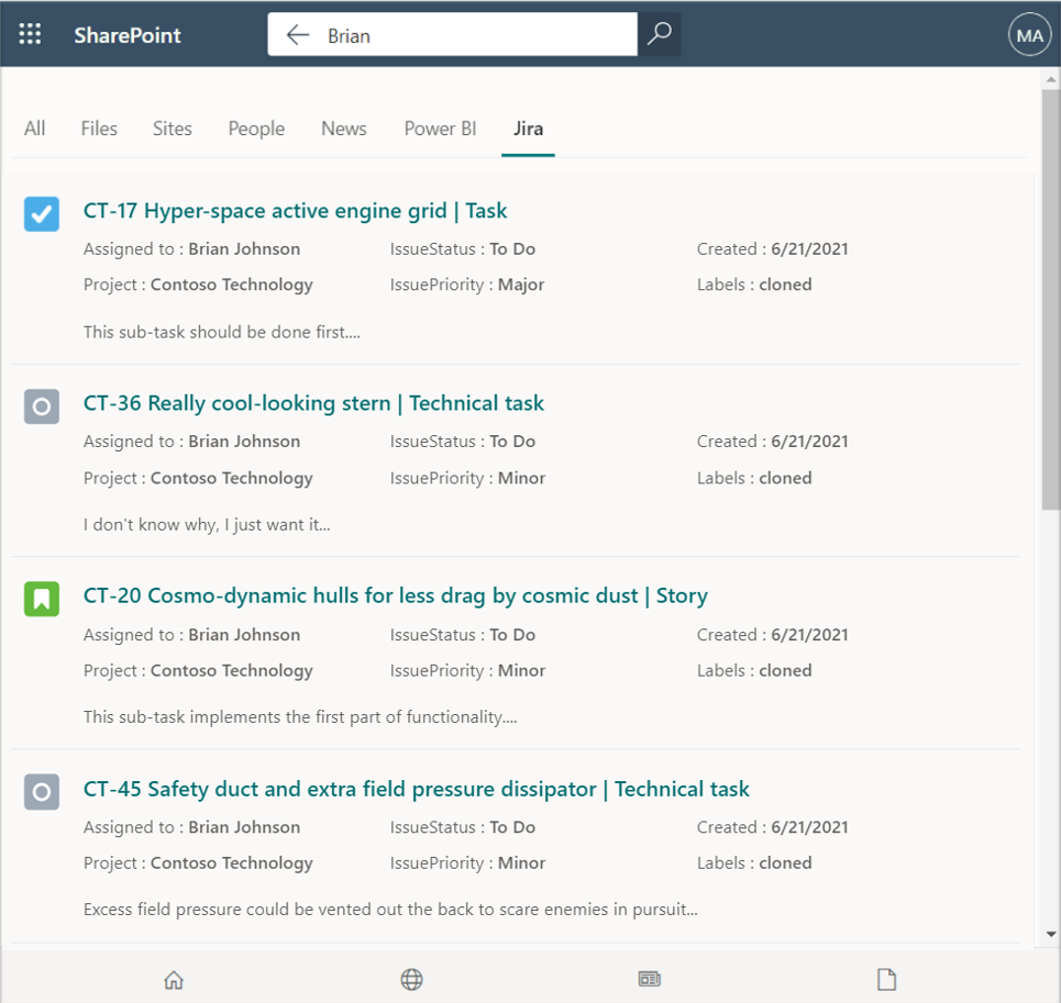 如何在 Microsoft Teams 和 SharePoint 中搜索 Confluence Cloud 和 Jira 票据?