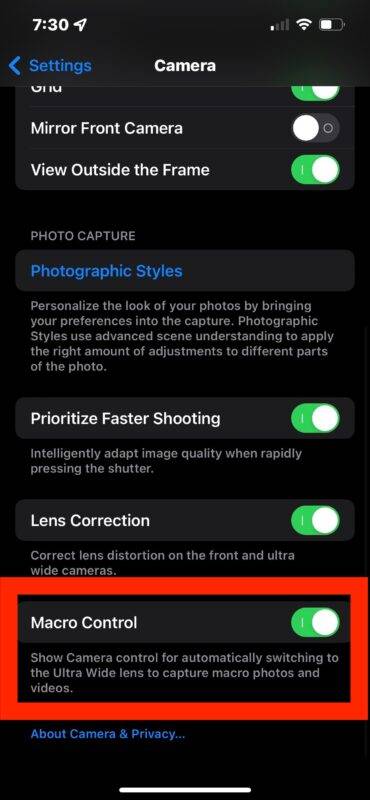 如何在 iPhone 13 Pro 上启用或禁用微距相机控制