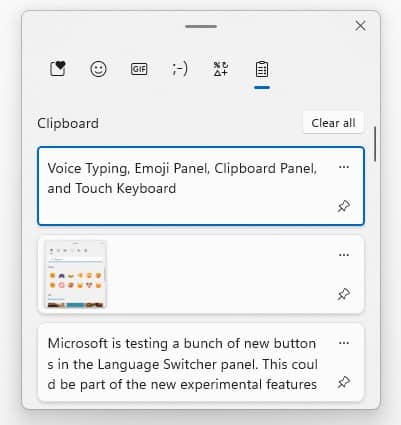 Windows 11 为语音输入、表情符号面板、剪贴板面板和触控键盘添加了一些新按钮