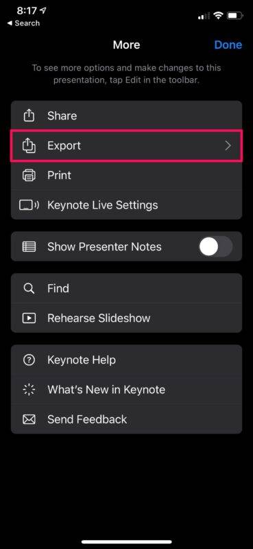 如何在 iPhone 和 iPad 上将 Keynote 转换为 PowerPoint