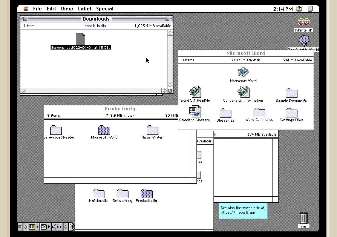 如何在现代浏览器中模拟运行 MacOS 7 和 MacOS 8？