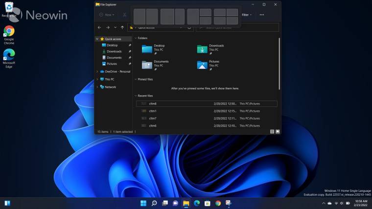 Windows 11 Dev Channel Build 22557中的对齐布局解析