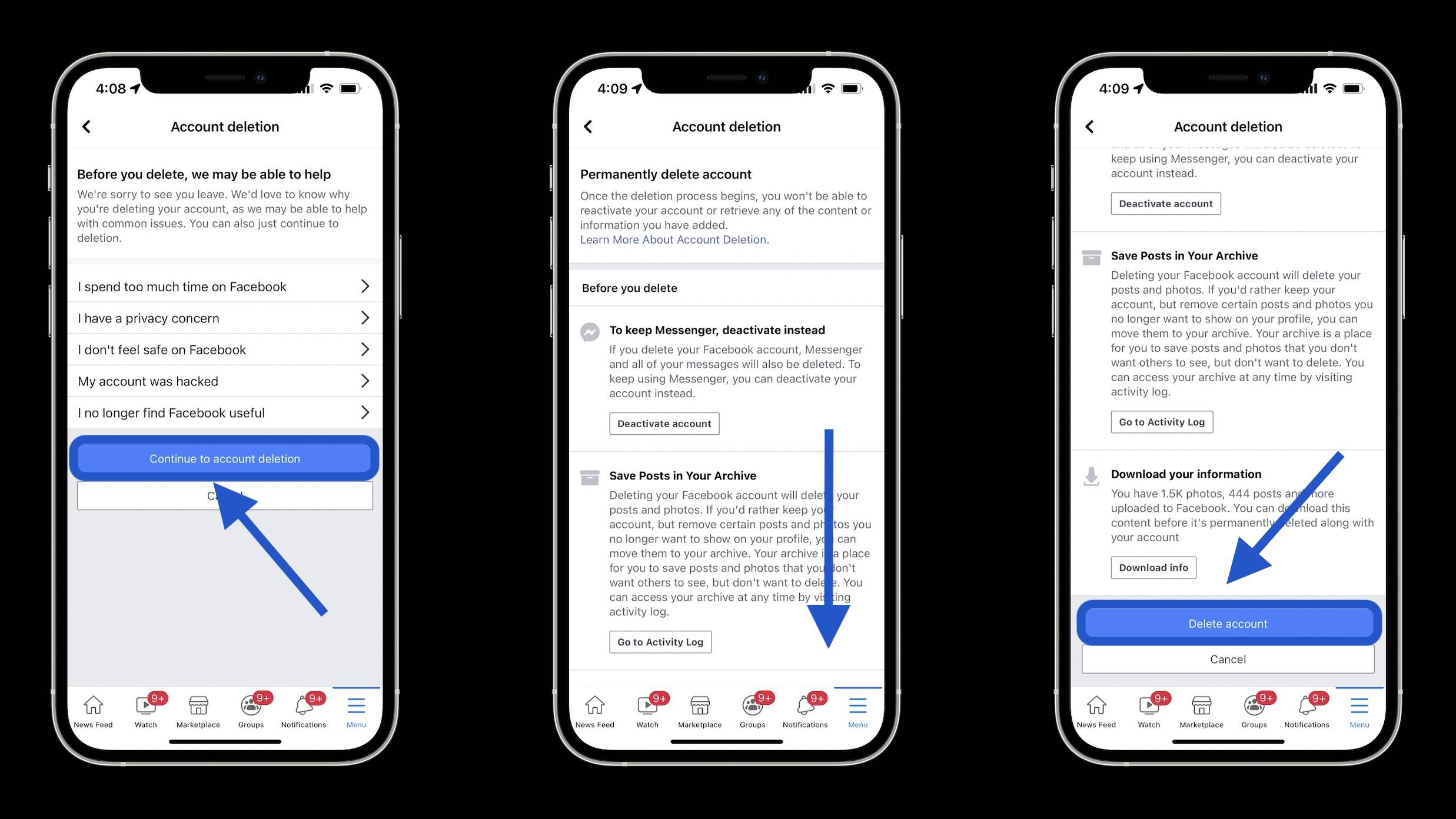 如何在 iPhone 上修改 Facebook 隐私设置或永久删除您的账户?