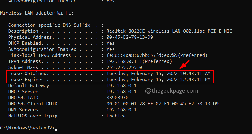 如何在 Windows 11/10上修改DHCP租期?
