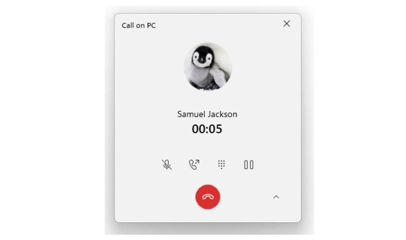 微软测试新设计的“Your Phone”应用呼叫界面，适用于Windows 11