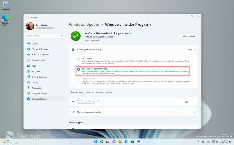 如何从Win11 Dev频道切换到Win11 Beta版本?