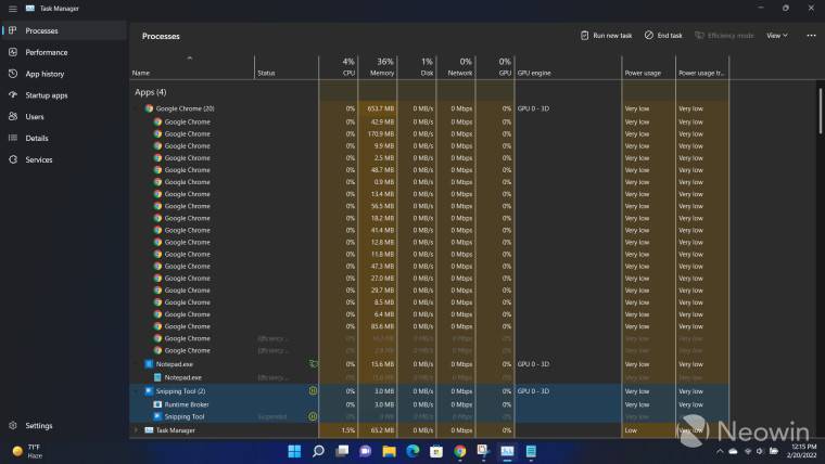 Windows 11内部版本22557中任务管理器的新特性