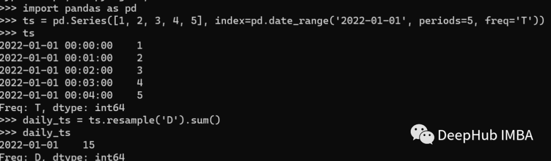 Python和Pandas示例代码：时间序列特征提取