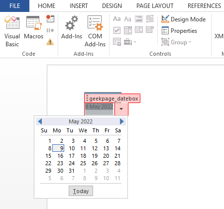 如何在 Microsoft Word 中插入日期选择器