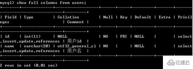 如何为MySQL表中的列添加注释？