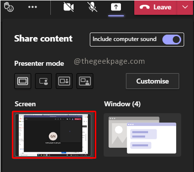 如何在 Microsoft Teams 上共享屏幕并包含系统声音？