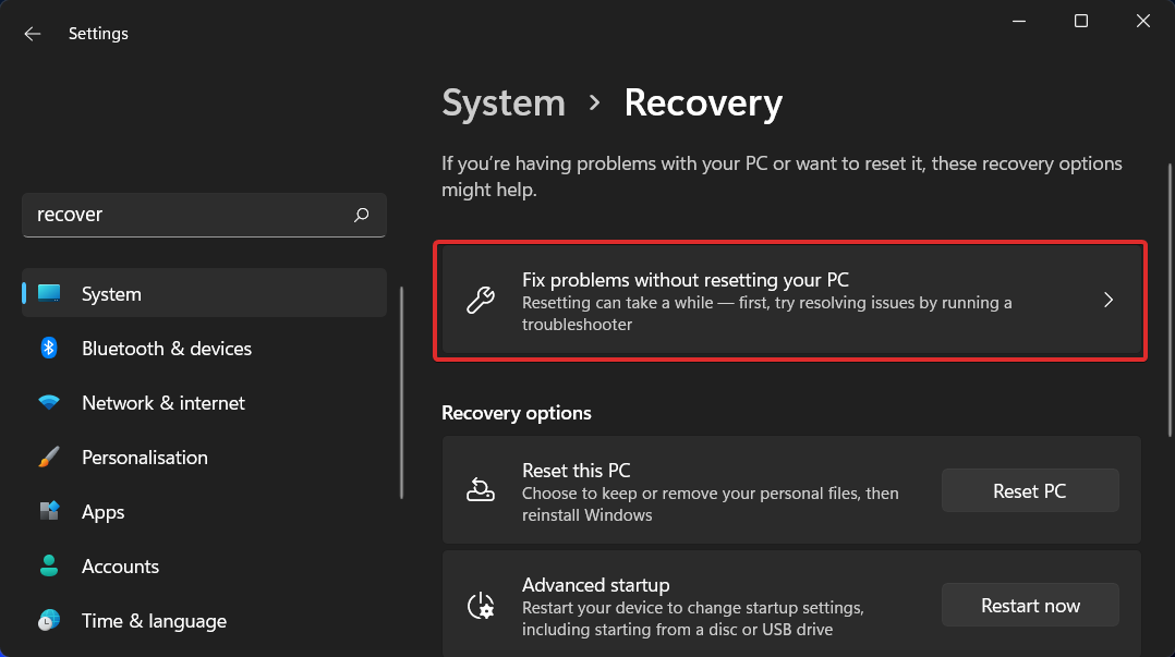 如何在 Windows 11 中进入恢复模式