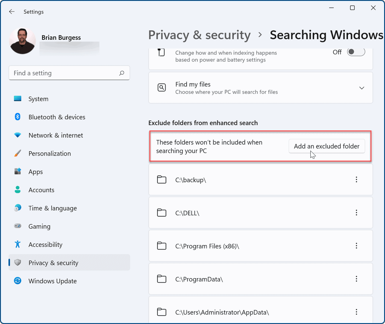 如何在 Windows 11 上从搜索中隐藏文件和文件夹