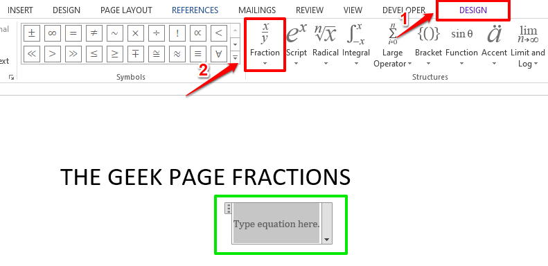如何在 Microsoft Word 中输入分数
