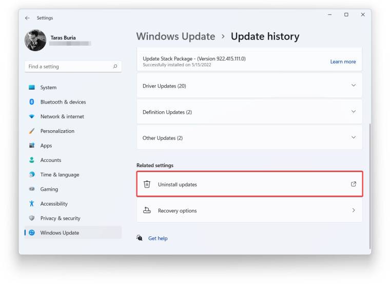 如何卸载 Windows 11 的更新?
