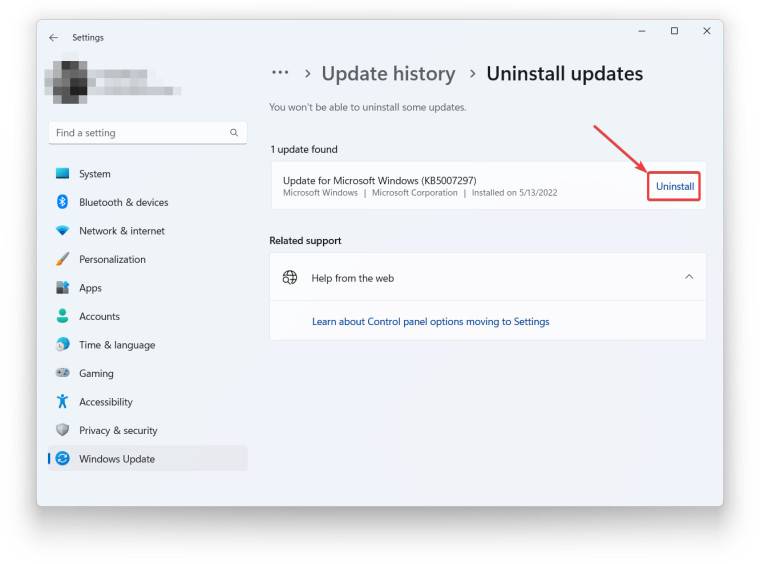 如何卸载 Windows 11 的更新?