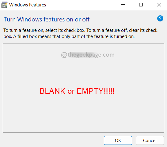 修复:在 Windows 11 和 10 中打开或关闭 Windows 功能空白或空白问题