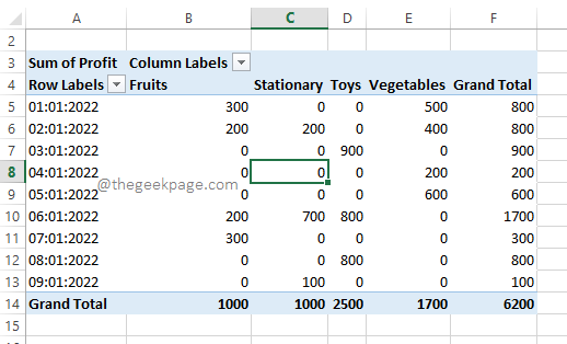 如何使用零替换 Excel 数据透视表中的空白单元格