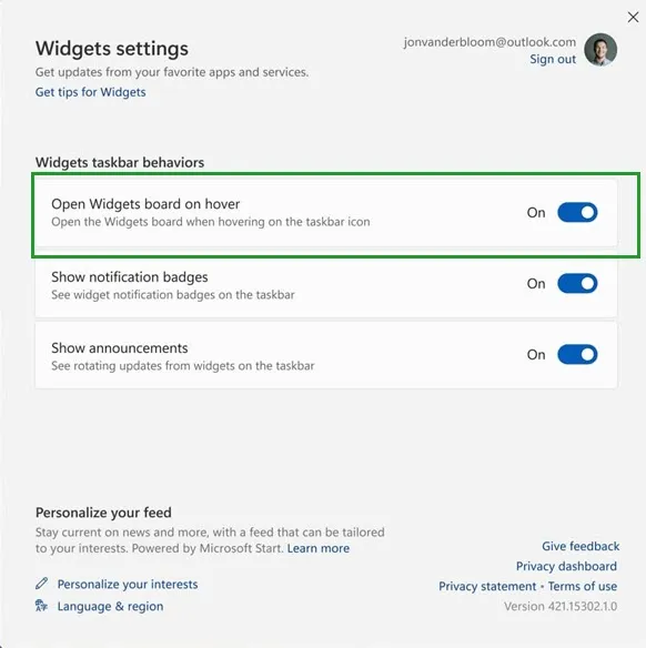如何在Windows 11中禁用悬浮小部件面板的自动弹出?