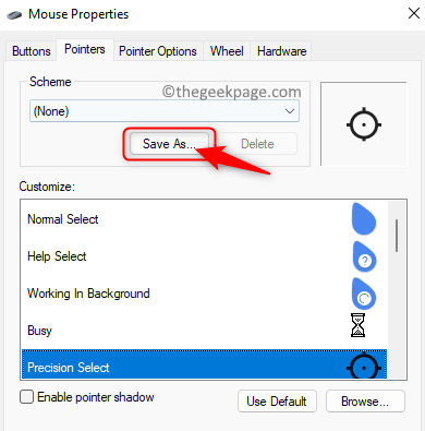 修复鼠标光标更改不会永久保留 windows 11 / 10