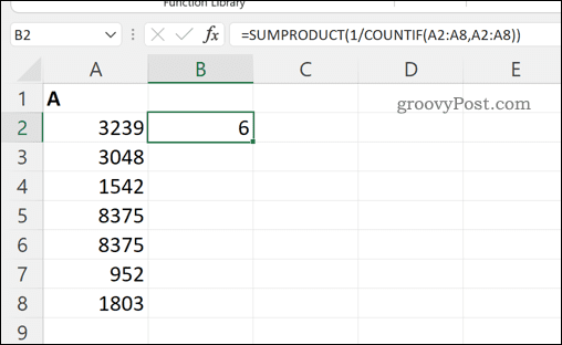 如何计算 Excel 中的唯一值
