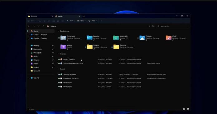 微软宣布重新设计的 Windows 11 文件资源管理器支持标签