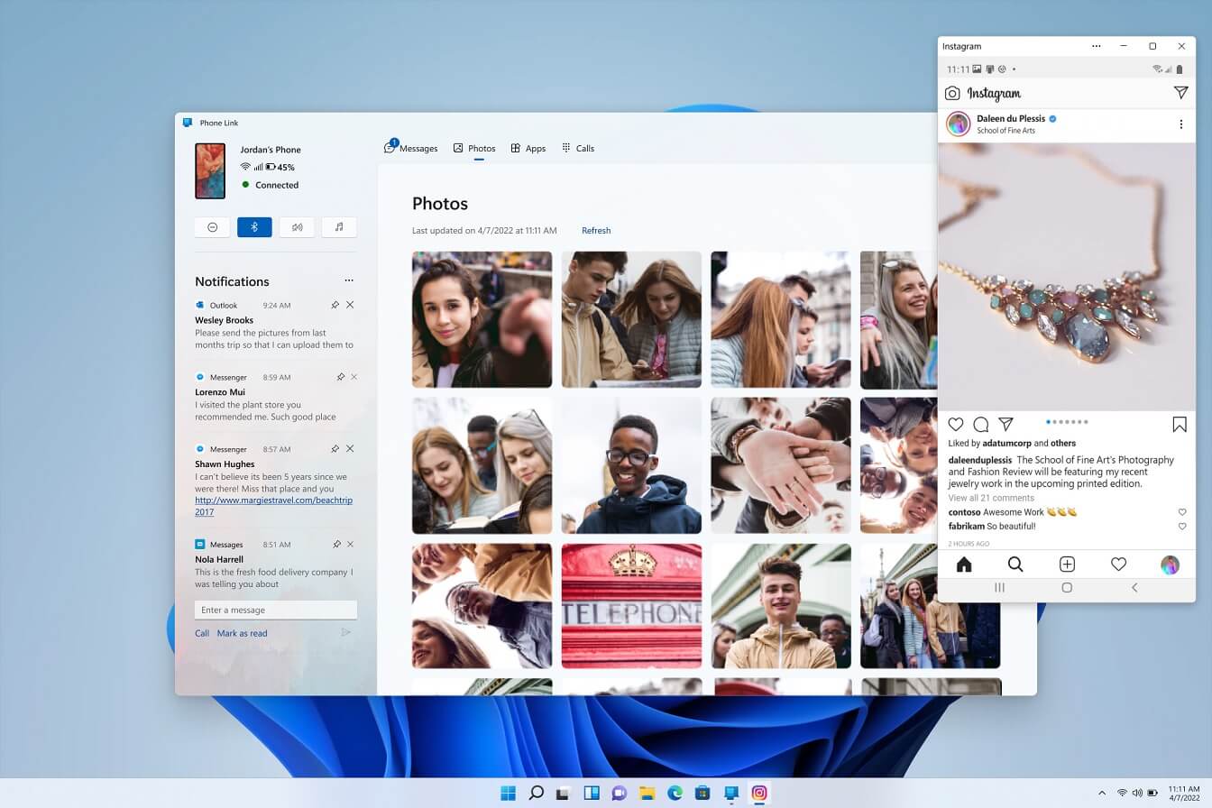 Windows 11 重新设计的“Phone Link”承诺支持更多 Android 手机