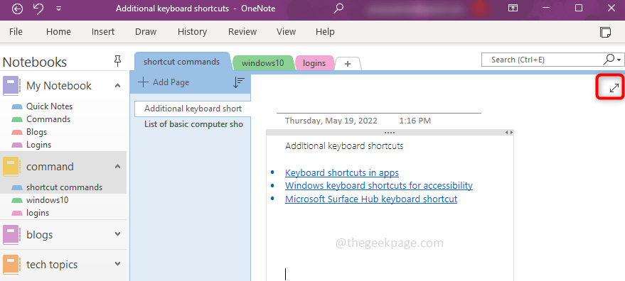 如何重新排列 OneNote 分区和页面面板