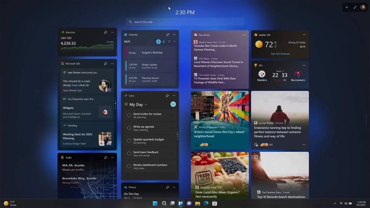 Windows 11:微软取笑全屏小部件板,资源管理器的现代侧边栏