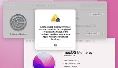一些 Studio 显示器所有者报告将显示器更新到最新 iOS 固件的问题