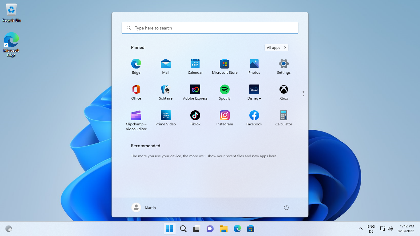 Windows 11 版本 22H2:开始菜单更改