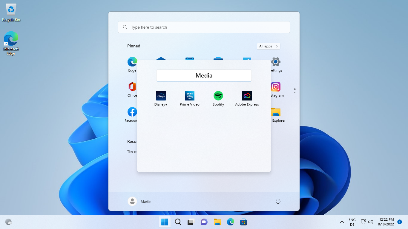 Windows 11 版本 22H2:开始菜单更改