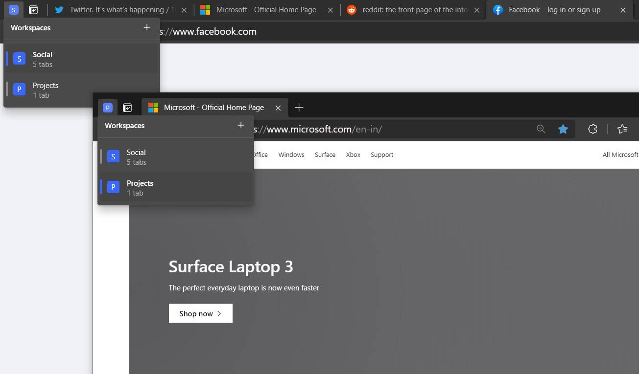 Workspaces 是 Microsoft Edge 对 Chrome 选项卡组的采用,它可能很快就会回归