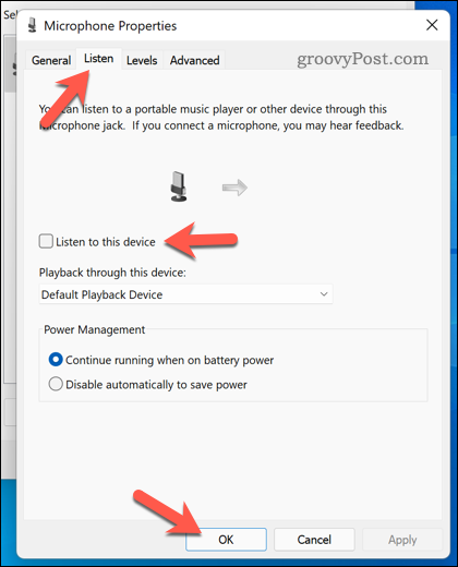 如何在 Windows 11 和 10 上停止在麦克风上听到自己的声音