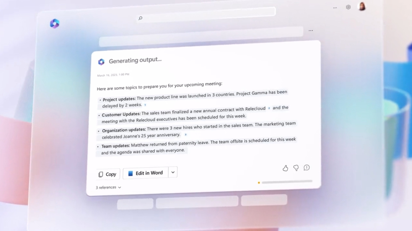微软宣布推出 Microsoft 365 Copilot:AI 助力 Word、PowerPoint、Excel 生产力大提升
